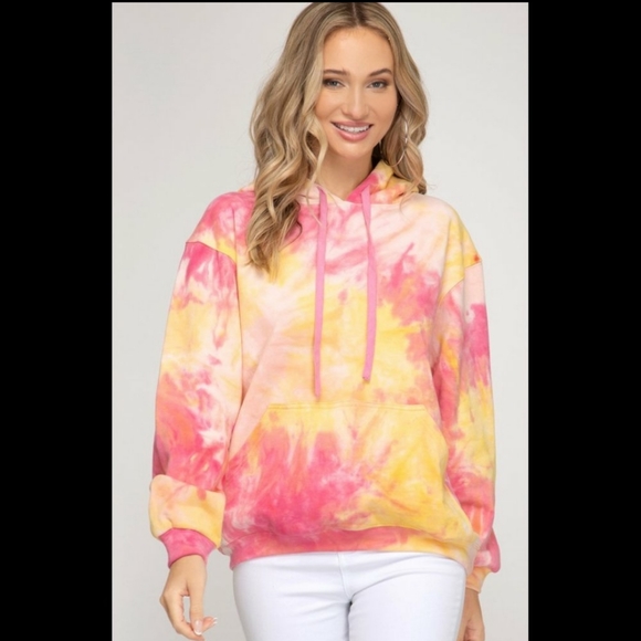 She+Sky Tops - 🔥Tye Dye French Terry Knit Hoodie (Great Quality)